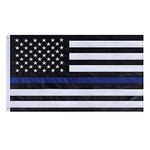 USA Flag Co. Thin Blue Line Flag 3x5 foot | Heavy Duty Polyester, Embroidered Stars, Sewn Stripes, Brass Grommets