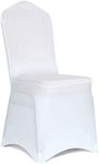 Obstal 10 PCS White Spandex Dining Room Chair Covers for Living Room - Universal Stretch Chair Slipcovers Protector for Wedding, Banquet, and Party, Polyester/Spandex, White, 10Pcs