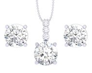 Clara 925 Sterling Silver Round Solitaire Pendant Earring Chain Jewellery Set | Rhodium Plated, Swiss Zirconia | Gift for Women & Girls