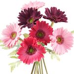 FiveSeasonStuff Real Touch Gerbera Daisy Artificial Flowers Arrangement & Wedding Bouquet (7 Floral Stems, Cheerful Mix Pinks)