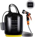 Portable Camping Shower, 5gallons/20 liters Rechargeable air Pump Outdoor Electric Camping Shower, 8 Spray Modes, Solar Heating Black PVC airbag, Built-in Thermometer, Beach, Camping, Hiking