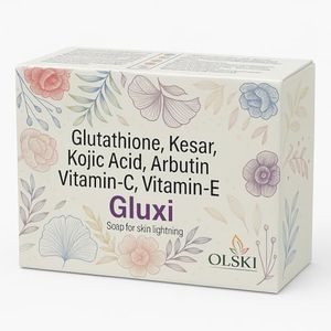 Gluxi Skin Lightening Soap – 75g | With Glutathione, Kojic Acid, Arbutin, Vitamin C & E | Brightening & Whitening Bar for Face & Body