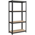 SONGMICS 4-Tier Shelving Unit, Steel Shelving Unit for Storage, Boltless Assembly, for Garage, Shed, Load Capacity 520 kg, 40 x 80 x 160 cm, Black GLR044B01