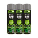 AutoTek Steel Wheel Aerosol Spay Paint 500ml x3