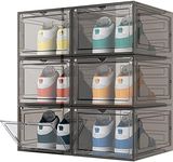 HOMIDEC 6 pcs Shoe Boxes, Shoe Storage Box Clear Plastic Stackable, Shoe Organizer Containers with Lids for Women/Men 34.5 x 27 x 19 cm10 Sections Hanging Shoe Pair Storage