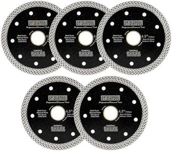 DT-DIATOOL Diamond Granite Blade 4-1/2 Inch for Marble Porcelain Tile Ceramic Diamond Cutting Disc with Mesh Turbo Diamond Segments Pack of 5