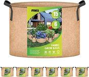 iPower Plant Grow Bag 15 Gallon 6-Pack Heavy Duty Fabric Pots, 300g Thick Nonwoven Fabric Containers Aeration with Nylon Handles, for Planting Vegetables, Fruits, Flowers, Tan 2022 Version