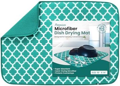 Dish Drying Mat - Microfiber Kitchen Counter Mat, Super Absorbent & Quick Dry Dish Drying Pad for Dishes, Utensils, Pots & Pans - Large Reversible Drying Mat for Kitchen Countertops, Coffee Bar, Green