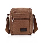 FuninCrea Casual Crossbody Bag, Canvas Shoulder Bag Messenger Bags for Men and Boys, Multi Pocket Crossbody Phone Bag with Shoulder Strap for Sporting, Travelling, Hiking, Cycling (brown)