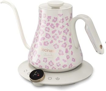 Cocinare Color-changing Collection Blush Leopard Gooseneck Electric Kettle, ±0.5℉ Precise Temperature Control for Pour-Over Coffee & Tea, Quick Heating 1500W, Stainless Steel Interior, 0.9L