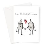 Happy 10th Wedding Anniversary Greeting Card | Tin Wedding Anniversary Card, Two Tin Cans In Love, For Spouse, Married Ten Years