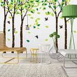 264 X 180cm Large Jungle Tree Wall Decals Cartoon Big Family Forest Tree Wall Stickers DIY Removable Green Leaves Fly Birds Wall Murals Decor for Kid Bedroom Nursery Living Room Office Home Decoration