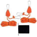 2 Pcs Tent Guy Ropes with pulley, 4mm Reflective Cord Tent Guide Rope with Aluminum Adjuster for Outdoor Camping Hiking Awning Tents (Orange)