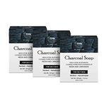 TNW-THE NATURAL WASH Handmade Charcoal Soap For Blackheads and Acne With Neem and Cinnamon (Paraben/Sulphate/Dye/Silicon Free) - Pack of 3 Each - 100 g