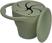 BraveJusticeKidsCo. | Snack Attack Cup | Collapsible Silicone Container | Toddler and Baby Catcher Lid (Desert Sage)