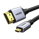 UGREEN Micro HDMI to HDMI Cable 6ft, HDMI to Micro HDMI Cable Supports 4K 60HZ, 3D, Ethernet and Audio Return, Micro HDMI Male to HDMI Male Cord for Action Cameras Tablets