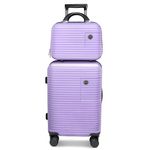 JZRSuitcase Carry On Luggage Set 2 Piece PC+ABS Hardside Suitcases with Spinner Wheels and TSA Lock for Travelling (20+14 Luggage Set, Purple)