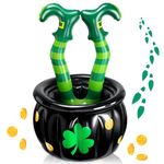 Sliner 35x22Inch St. Patrick's Day Inflatable Cooler Clover Cauldron Kettle Drink Cooler with Witch Leg Shamrock Large Blow up Pot Beverage Holder Drink Container for St Patrick's Day Party Decoration