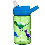 CAMELBAK Eddy+ Kids Bottle - Cool Dinosaurs, 400ml / Safe to Drink BPA Free Reusable Straw Sip Cup Boy Girl Infant Children Child Water Juice Flask Eco Environmentally Friendly Plant Based Plastic