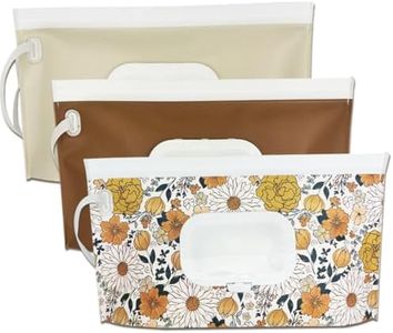 eoscasely Wipe Dispenser,3-Pack Portable Refillable Wipe Container,Reusable Travel Baby Wipes Dispenser, Waterproof and Dustproof( Vintage Floral & Cream& Brown)…