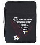 Black Bald Eagle 8 x 10 inch Embroidered Polyester Bible Cover Case with Handle Large