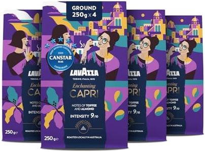 Lavazza, Tales of Capri, 1 Kg, Coffee Ground, Ideal for Moka Pot, with Aromatic Notes of Toffee and Almond, Arabica & Robusta, Intensity 9/10, Dark Roasting, Roasted in Australia, 4 x 250 g