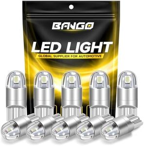 BANGO 194 LED Bulb for License Plate Light Super Bright 168 T10 2825 W5W LED Replacement Bulbs for Car Interior Dome Map Door Courtesy Trunk Side Marker Lights, Ice Blue (Pack of 10)