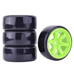 KEEDA RC Drift Car Plastic Wheel and Tyre, 63mm Hard Tires for 1/10 Traxxas HSP Tamiya HPI Kyosho Racing Drifting Car (Green)