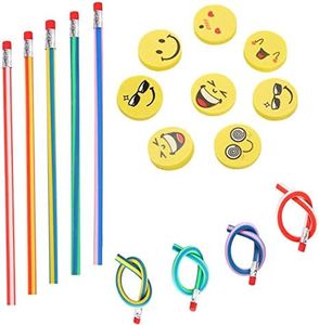 Annhao 71 Pcs Set sacchetto del partito dei capretti, matite elastiche e Gomme con piega magica Giocattoli Divertimento scolastico, per i Riempitivi del Sacchetto del Partito dei Bambini