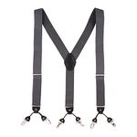 The Tie Hub Solid Gray with Black Suspender For Men