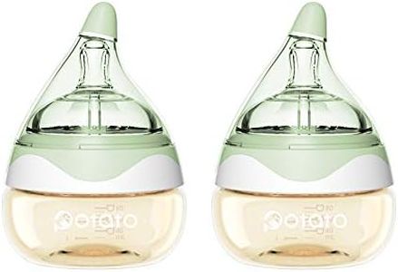 Breast Milk Baby Bottles for Newborn Baby PPSU Anti Colic Infant Bottles Wide Neck Breast-Like Nipple Slow Flow Breastfeeding Toddler Bottles-2pack (2.5oz/pc, Green)