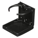 Attwood 11654-3 Fold-Up Drink Holder, 1 Rigid Ring, Molded ABS Plastic, 3 7/8-inch H x 3 ¾-Inch W, 7/8-Inch Closed Depth, Black