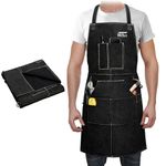 ARCCAPTAIN Leather Welding Work Apron 24" X 36" Heat Flame Resistant Cowhide Blacksmith Aprons with 6 Tool Pockets for Welders Men Women, Adjustable M to XXXL-Black