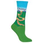 Hot Sox Women's Fashion Travel Crew Socks Casual, China (Light Blue), 3.5-9 UK