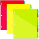 INFUN Plastic 8-Tab Binder Dividers with 2 Pockets - 3 Sets, 24 pcs Multicolor Pocket Dividers with 3 Holes for 3 Ring Binders,Total 24 Tabs
