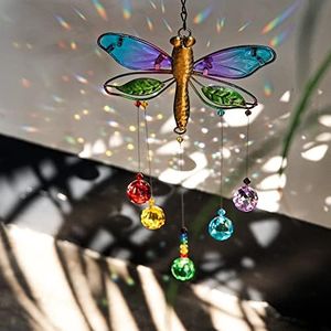 Dragonfly Hanging Crystal Suncatcher Ornament Window Garden Decor Rainbow Maker Prism Pendant