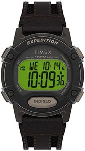 Timex Men's Expedition Digital CAT5 41mm Quartz Leather Strap, Brown/Brown/Black, 20 Casual Watch (Model: TW4B245009J)