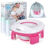 Orzbow Portable Potty for Toddler Kids Travel Potty Training Toilet Seat with Storage Bag- Foldable Potty Chair with 40pcs Travel Bags, Detachable Carry Baby Potty with Splash Guard for Toddlers, Pink