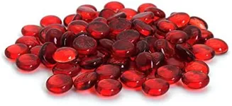 Royal Imports Glass Flat Marbles Stones Rocks, Party Table Scatter, Wedding Centerpieces Decor, Aquarium Pebbles, Vase Filler Gems, 5 LBS (Approx 500 pcs), Red