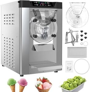Commercial Ice Cream Machine 2000W, 4.8-6.3 Gal/Hr Hard Serve Ice Cream Maker Countertop with LCD Display Auto Clean 1.6 Gal 304 Stainless Steel Hopper for Restaurant Snack Bars