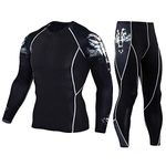 HEROBIKER Workout Set Compression Shirt Pants Top Long Sleeve Sports Tight Base Layer Quick Dry & Moisture-Wicking, Black, Large