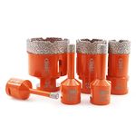 BGTEC 6pcs Dry Diamond Core Drill Bits Set for Porcelain Tile Ceramic Marble Brick Hole Saw Mixed 6/8/10/25/35/50MM