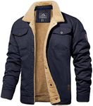 MAGCOMSEN Winter Coats for Men Casual Winter Parka Coats Tactical Cargo Trucker Jacket Sherpa Lining Coats Thick Jackets Outdoor Work Coats with Pockets Mens Windbreaker Jackets, Navy
