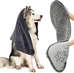 HOMEIDEAS 2 Pack Dog Towels Set-Chenille Shammy Towel and Microfiber Dog Towels for Drying Dogs, Super Absorbent Dog Bath Towel with Hand Pockets, Soft Pet Drying Towel for Dogs, Cats, and Other Pets