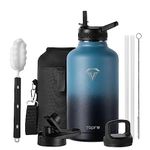 Water Bottles 64 oz, Topre Insulated Water Bottle with Straw, Double Walled Vacuum Stainless Steel Water Bottle , Leak Proof Large Water Bottle with 3 Lids & Brush, Sport Water Bottle For Gym Camping