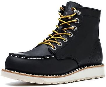 SL-Saint Botas de trabajo para hombre Soft Moc Toe Clásico Tobillo Moda Casual 6 pulgadas Zapatos de cuña Marrón/Negro