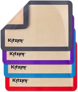 Silicone Baking Mats Set of 4 - Half Non Stick Sheet Mat - Large BPA Free Professional Grade Liner Sheets - Perfect Bakeware for Making Cookies, Macarons, Bread and Pastry (4 Pack)