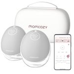 Momcozy Mobile Flow Breast Pump Hands Free, M9 App Discreet Control with Personalized Multi-Modes & 15 Levels, Independent Breastmilk Storage, Wearable Breast Pump M9 24mm (Gray, 2 Count)