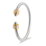 Peora Silver Plated Cubic Ziroconia Studded Kada Bracelet Stylish Fashion Jewellery for Women & Girls