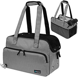 PetAmi Small Dog Purse Carrier, Soft-Sided Pet Carrier Bag Pockets, Portable Medium Dog Puppy Large Cat Travel Handbag Tote, Airline Approved Breathable Mesh, Poop Dispenser, Sherpa Bed, Chevron Teal